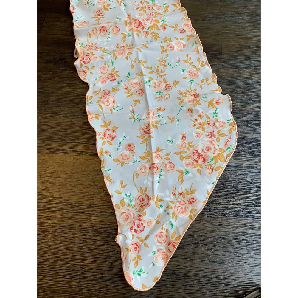 Vintage Peach Ditsy Floral Scarf Made In USA Oblong 9" x 32" - Picture 4 of 4